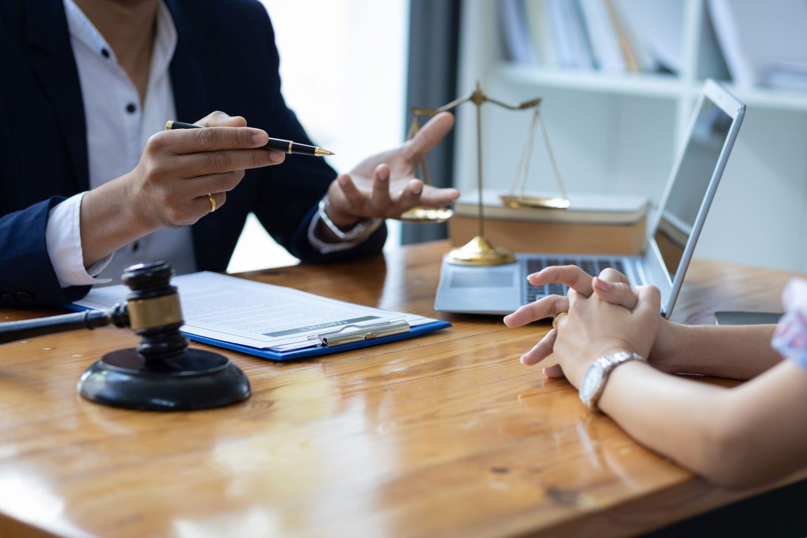 Lawyer explaining to his client